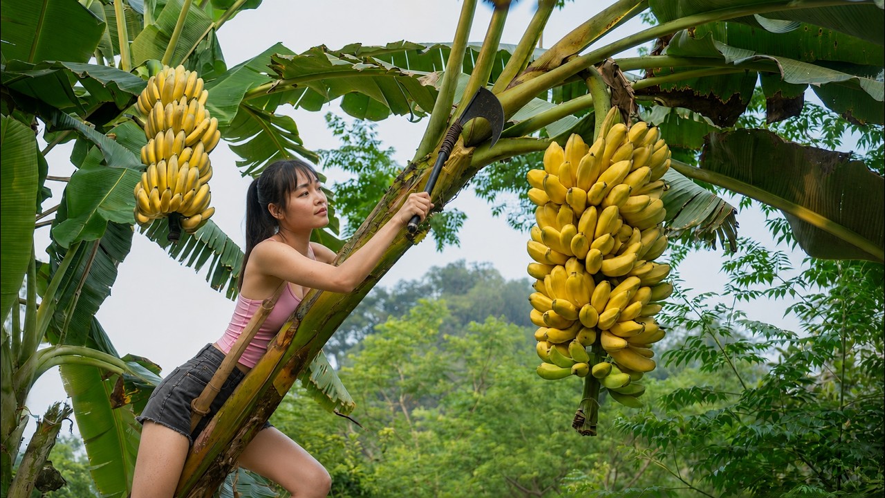 Harvesting Tons of Giant Banana Bunches