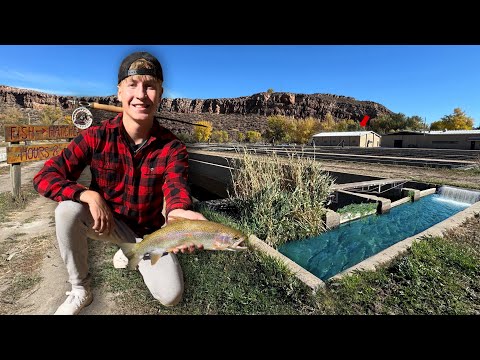Fishing & Exploring a Trout Hatchery LOADED with Fish
