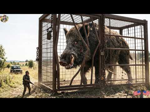 Giant Wild Boar Trapped: Can the Steel Cage Hold This Beast?