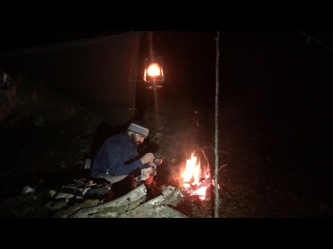 solo camping in cold weather ASMR: solo camping and