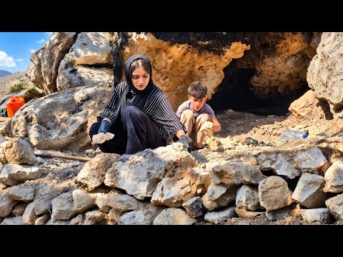 Cave-Dwelling Life of a Nomadic Girl Building a Stone