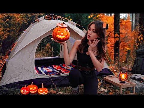 Halloween Camping with My Cats Cozy Night in the Woods