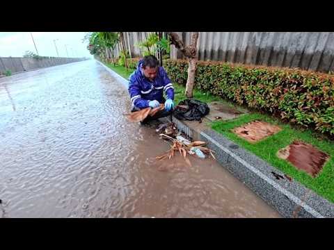 Flooded streets saved by cleaning drainsrain drone
