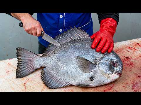 Filleting a Strange Ocean Fish Removing the Skin and Bones