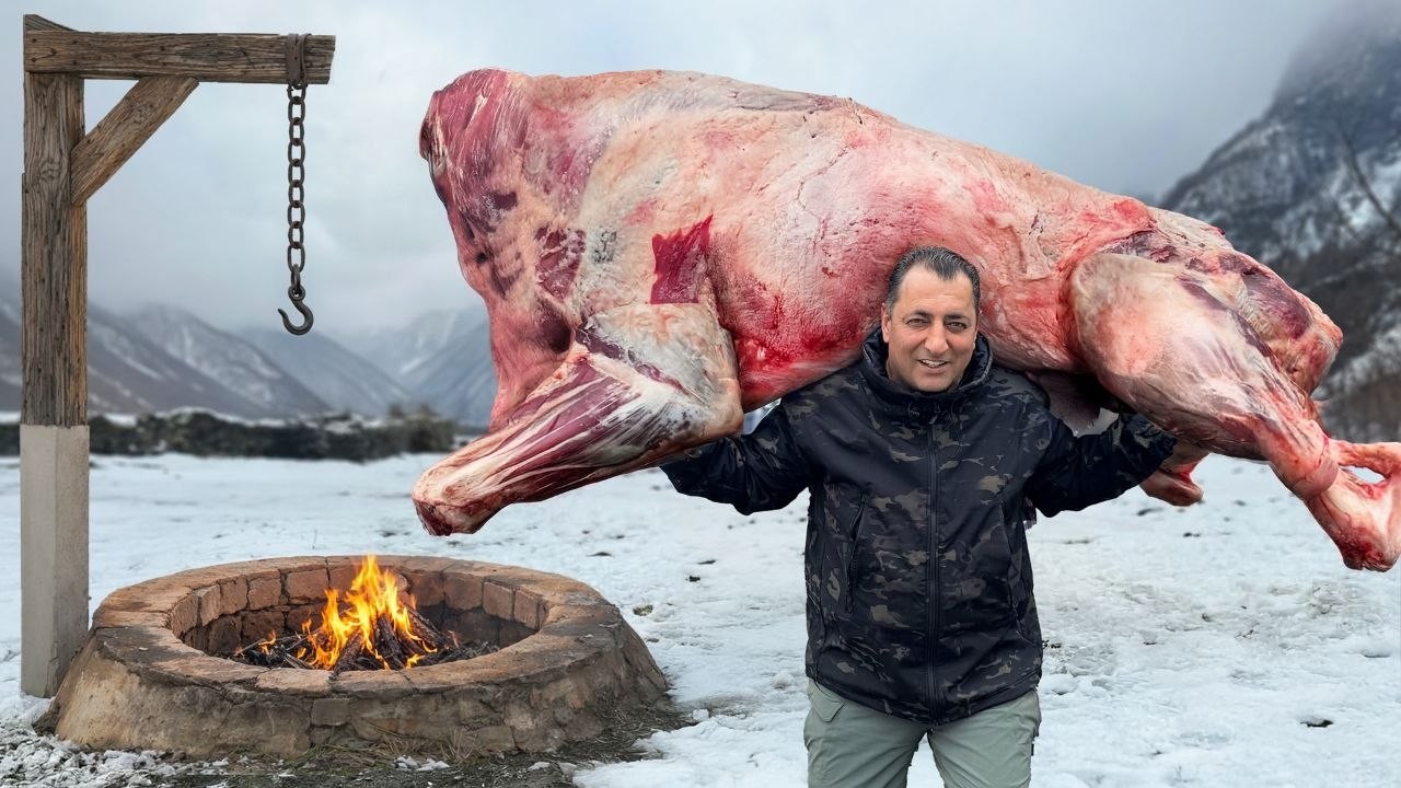 Cooking A GIANT BULL For A Grand Village Feast