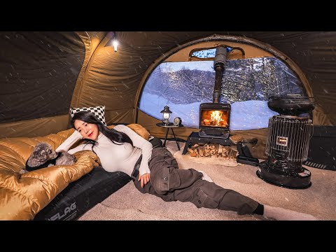 CAMPING ON DEEP SNOW WITH A COZY & WARM SHELTER