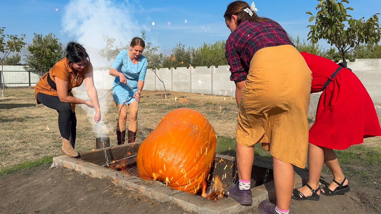 Baked a Whole Sheep inside a HUGE Pumpkin in an Underground