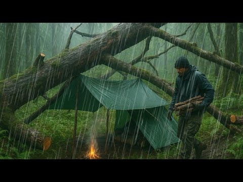 The Craziest Camping in Heavy Rain – Solo Camping Under a