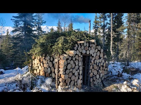 Building & Camping in a Bushcraft Log Cabin in the Alaskan