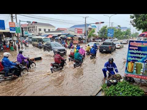 Clear trash and debris from clogged drains during rainfall