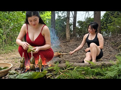 60 days solo camping Build shelter in the jungle Survival