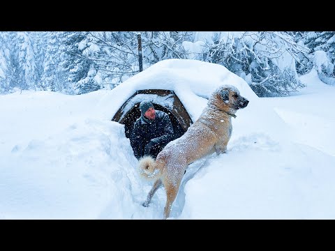Caught in a Heavy Snowstorm - Extreme Deep Snow Camping