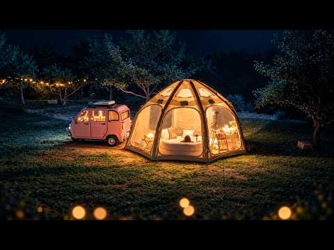 Autumn Solo camping in the mountain with 3-wheel mini