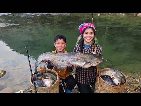 Catching fish with a trident; harvesting a giant catfish in