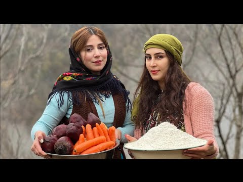 Baking fruit bread in the village! Cooking on a snowy day