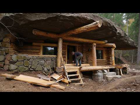 Building a SECRET House Under a MASSIVE Rock 90-Day Solo