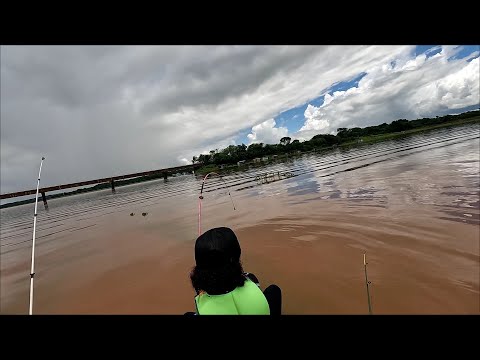 Rio turvo água barrenta Pescaria de Peixe de couro é fatal