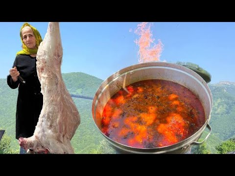 Cooking 200 plates (stuffed rice) for the people in the