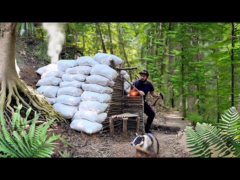 Building of an underground shelter from bags