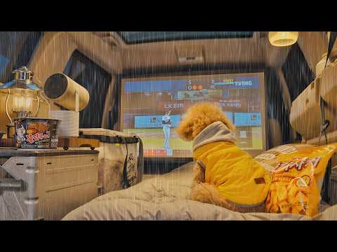 Camping in Rain with My Dog Giant Inflatable Tent Sound