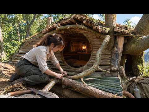 A Warm Hidden Forest Shelter Bushcraft, Survival