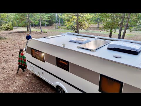 EV KONFORUNDA KARAVAN İLE SOBALI KIŞ KAMPI