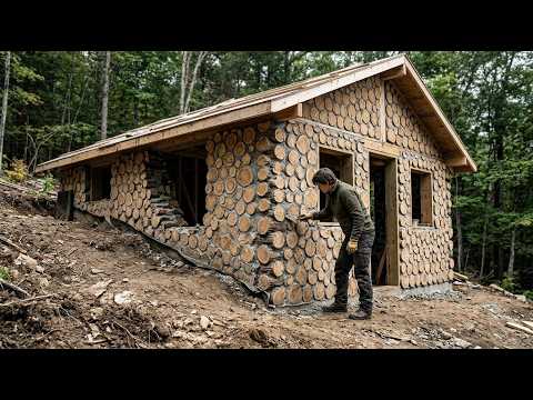 Building a Cordwood Cabin With Walls Made From Cut Log