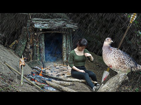 Complete shelter in 2 days, solo survival with wild food