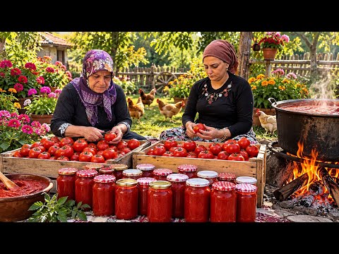 Köy Hayatı Domates Konserve Yapımı Yüksek Dağlarda Yaşam