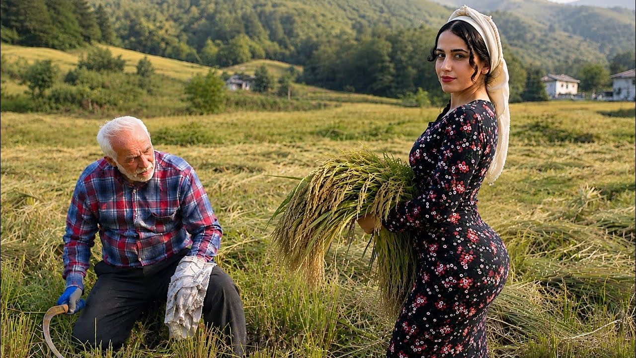 IRAN Village Life Rice Harvesting and Village Girl Routine