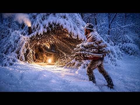 Alone in -11°C Winter Storm,Blizzard &Ice،No Tent,No
