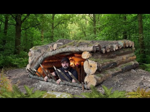 Building a Hidden Underground Log Shelter | Bushcraft