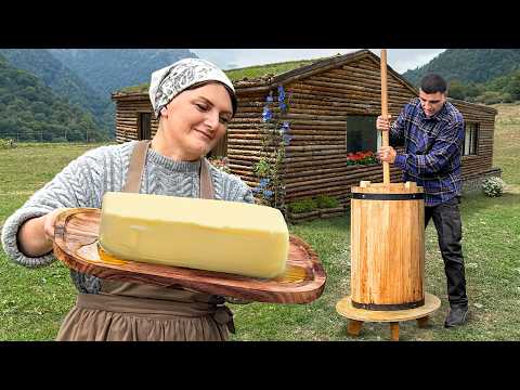 Traditional Family Recipe Making Creamy Butter from Fresh