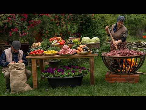 Rustic Village Lunch – Beef and Vegetables on a Sadj Grill