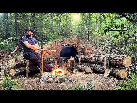 Building a cave in the forest survival dugout