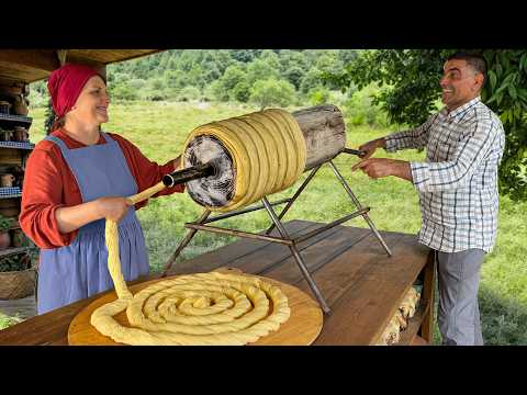 Making Really Crispy TRDELNIK with Cinnamon and Pistachios