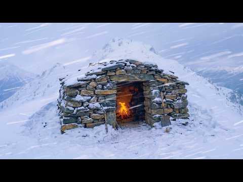 Frozen Mountain Survival Building a Stone House to Stay