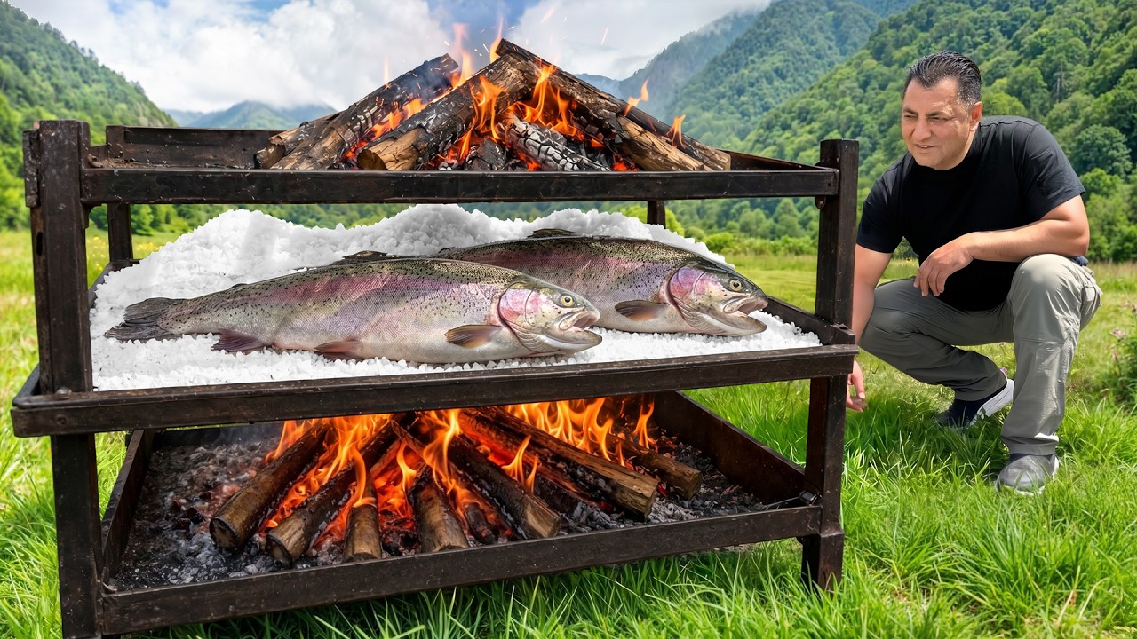 River Trout Baked In Salt Between Two Wild Fires