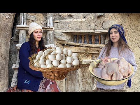 daily village life : Grandma cooks a traditional dish