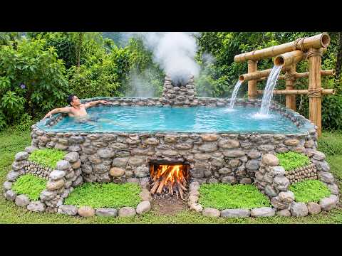 I Built A Giant Heated Swimming Pool with Stone Completely
