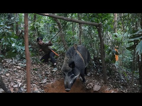 Alone in the Deep Forest: Digging a Pit and Building a