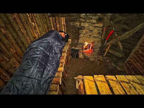 Warm Night in a Heavy Stone Shelter Extreme Solo Survival