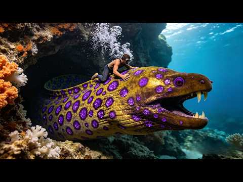 Diving under the sea to catch eels, crabs and sea