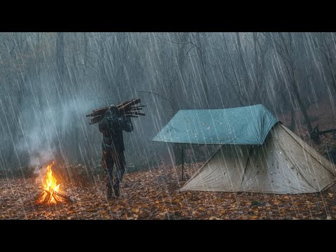 Rain and Camping in the Forest Relaxing Rain & Campfire