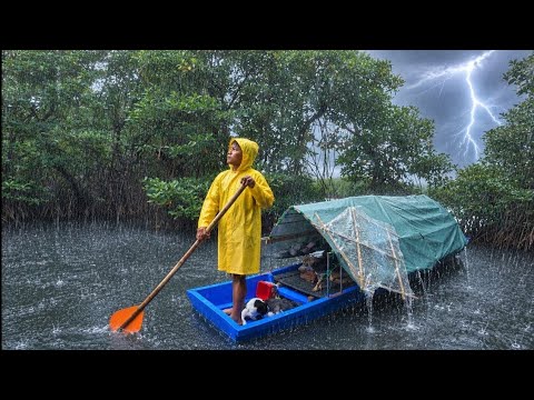 SCARIEST BOAT CAMPING IN HEAVY RAIN & THUNDERSTORM WITH MY