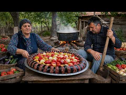 Village Cooking Beef & Garden Vegetables in a Traditional