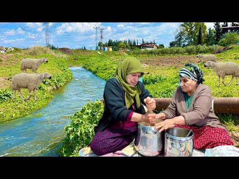 DOĞAL KÖY EVİ YAŞAMI ODUN ATEŞİNDE SABAH KAHVALTISI GELİN