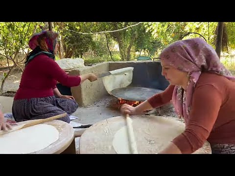 ODUN ATEŞİNDESACDA YUFKA EKMEK YAPIMI