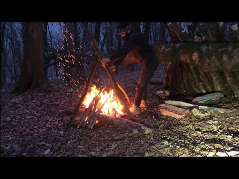 winter survival shelters in the woods: bushcraft camping in