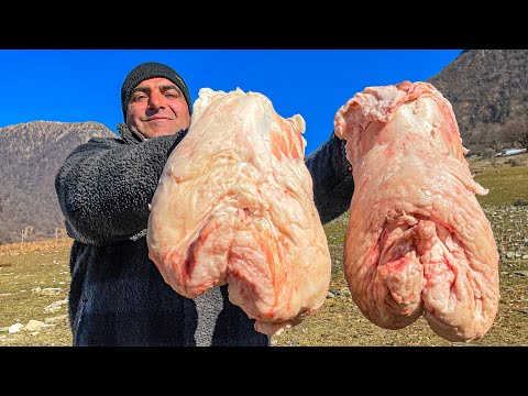 Cooking Lamb Tail Fat Under the Snow UNUSUAL RECIPE